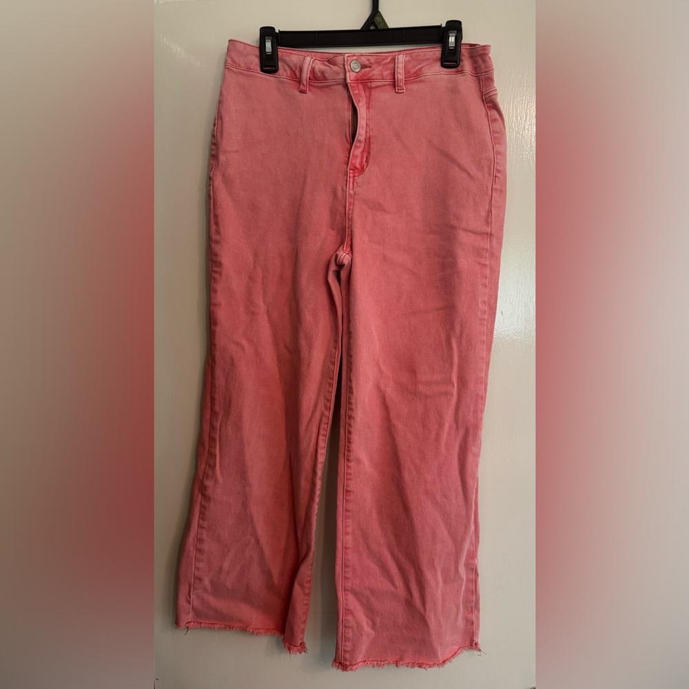 Zenana Outfitters Coral Flare Wide Leg Crop Jeans